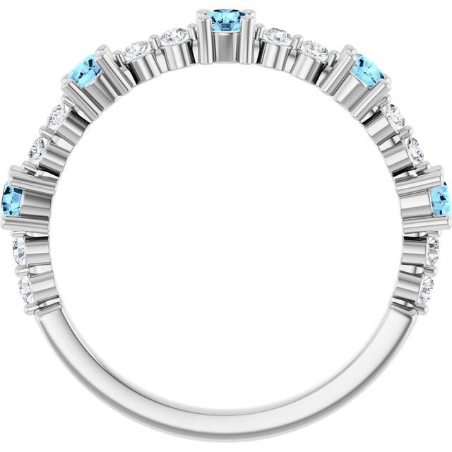 14K White Aquamarine & 1/6 CTW Diamond Ring          